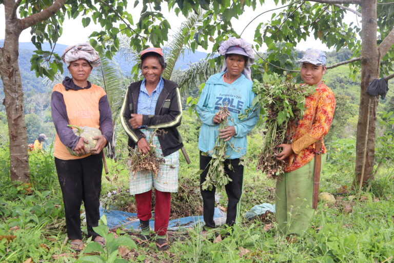 Para Perempuan Adat Moa, membawa beragam hasil panen mereka dari hutan pampa. Foto: Sarjan Lahay/ Mongabay Indonesia