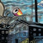 Ilustrasi kerusakan lingkungan oleh kecerdasan buatan (AI). (Ilustrasi dibuat oleh penulis menggunakan Canva (elemen bebas lisensi).