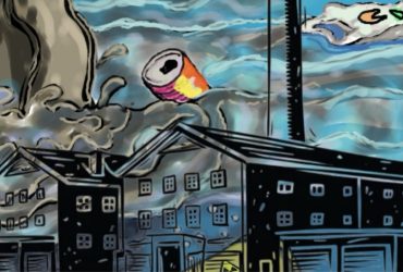 Ilustrasi kerusakan lingkungan oleh kecerdasan buatan (AI). (Ilustrasi dibuat oleh penulis menggunakan Canva (elemen bebas lisensi).