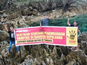 Aliansi BALAS Menolak Izin Tambang Batu Gamping di Banggai Kepulauan. (Foto: Aliansi BALAS)