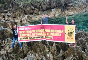 Aliansi BALAS Menolak Izin Tambang Batu Gamping di Banggai Kepulauan. (Foto: Aliansi BALAS)