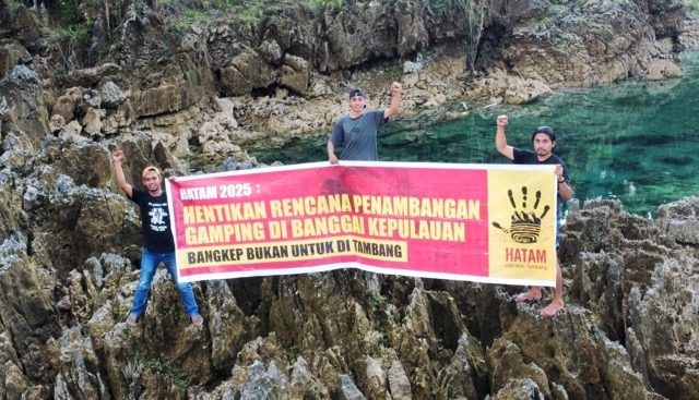 Aliansi BALAS Menolak Izin Tambang Batu Gamping di Banggai Kepulauan. (Foto: Aliansi BALAS)