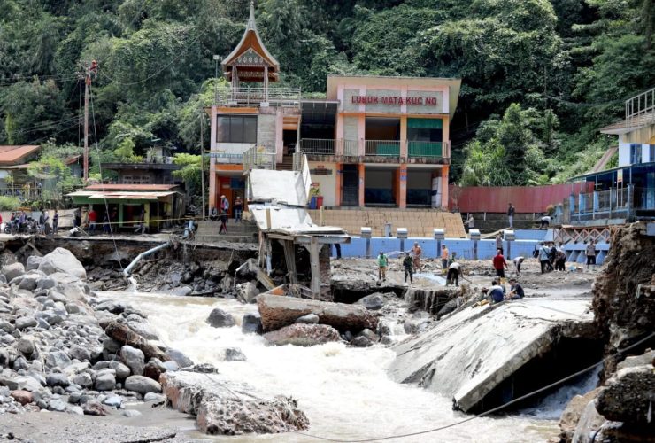 Lokasi terdampak banjir lahar dingin dan longsor di Lubuk Mata Kucing, Kota Padang Panjang, Sumatera Barat. Foto: BNPB